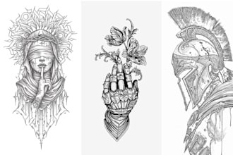 create vintage engraving illustration for books branding and apparel