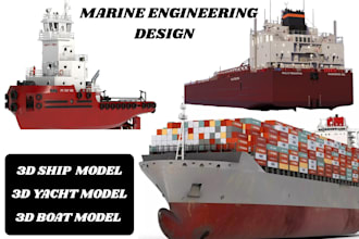 create 3d ship model, boat model, yacht design, marine cad and 3d rendering