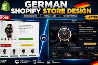 design or redesign german shopify store website, german shopify product listing