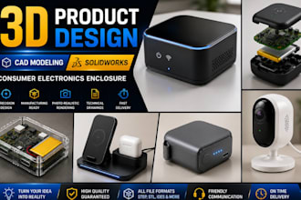3d product design, cad modeling, solidworks and consumer electronics enclosure