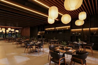 fast delivery restaurant buffet dining, bistro bar lounge,interior visualization
