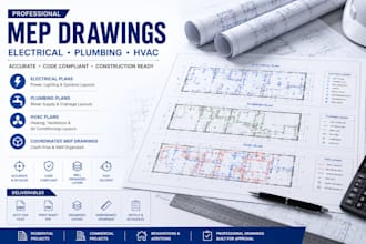 create professional mep drawings for electrical plumbing and hvac plans