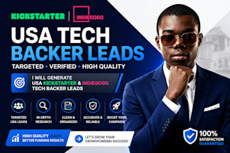 generate USA UK kickstarter and indiegogo tech backer leads