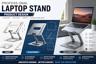 design a professional ergonomic laptop stand for manufacturing