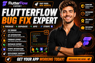 fix flutterflow bugs, API integration, firebase, supabase, stripe expert