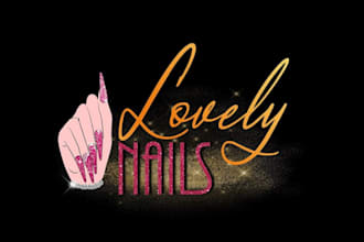 do feminine lip gloss, hair, nails, eyelashes logo design