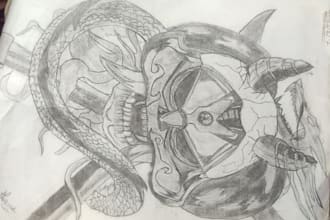 draw custom anime sketch, tattoo design, or mandala art