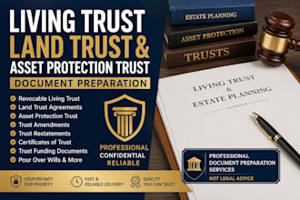 prepare revocable living trust land trust and asset protection trust documents