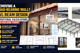 load bearing wall removal lvl beam structural calculations for building permit