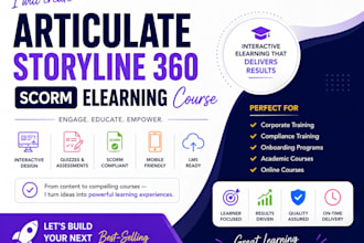create articulate storyline 360, scorm elearning course and rise 360, lms course