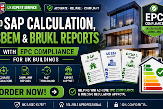 do sap calculation, sbem and brukl reports with epc compliance for UK building