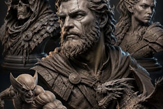 create detailed zbrush sculpt, collectible, bust and printable stl