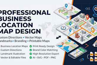 design business location map custom directions landmarkers vector map branding