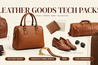 leather goods tech packs for bags, shoes, wallets belt, leather accessories