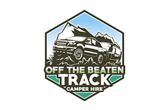 design off road camper trailer hire company logo