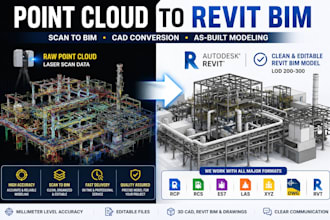 convert 3d laser scanning point cloud to cad revit bim and 3d model drawings