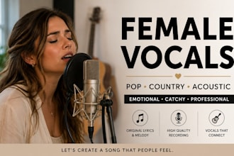 record country music, pop vocals, acoustic vocals, guitar and emotional vocals