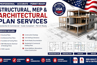 create structural mep and architectural plans for your project for tx, ga, ca