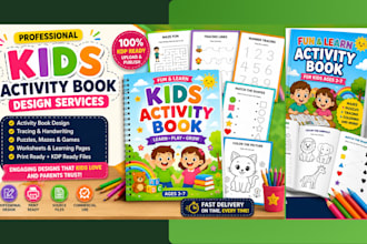 design kids activity workbook tracing book and worksheets for amazon KDP