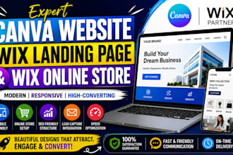 canva website design, wix landing page and wix online store