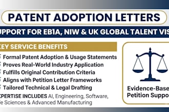 draft and file patent adoption support letters for eb1aniw UK global talent visa