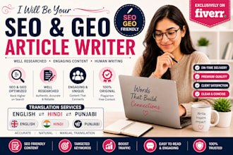 write SEO GEO content and english hindi punjabi translation