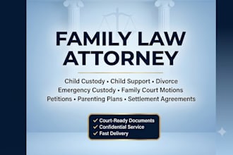 draft child custody, child support, divorce and family court motions