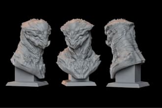 3dprint bust,sculpt creature,houdini model,skin pores,fanart figures,stl,qidi q2