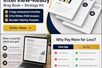 create a brag book, interview cheat sheet, and tailoring