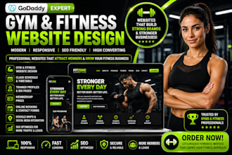design godaddy gym website or fitness trainer website