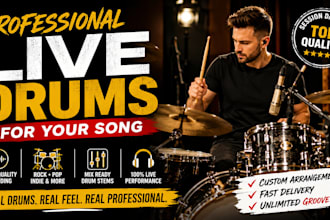 record professional live drums for your rock, pop, or indie song