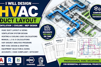 design hvac duct layout, ventilation cooling, load calculations, maual jds, hap