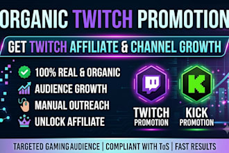 organic twitch promotion to get twitch affiliate and channel growth