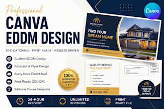 design a high converting canva eddm usps eddm postcard in canva for direct mail