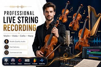 record authentic violin viola string cello harp for your music track