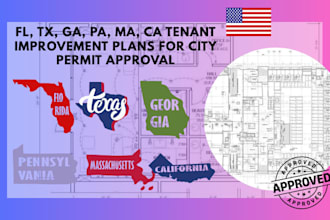 fl, tx, ga, pa, ma, ca tenant improvement plans for city permit approval