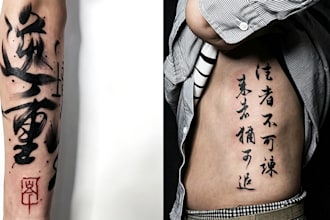 write custom chinese or japanese  calligraphy for tattoo
