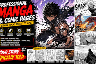 draw manga comic book, panel, webtoon and storyboard for you