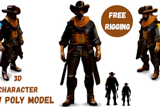 model 3d low poly, 3d character modeling for game, animation, rigging and other