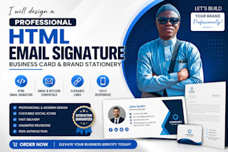 design a professional clickable HTML email signature, business card, stationery