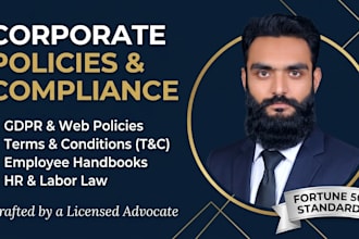 draft gdpr privacy policy, terms and conditions or employee handbook