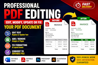 professionally edit, modify, update, or fix your document
