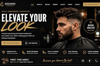 design wix barbershop website men grooming hair salon barbershop booking website