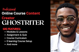 prepare online course content, lesson plan, course curriculum for course website