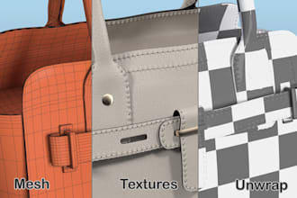 create 3d bag model, glb, gltf, stl bag print file for 3d printing