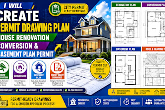 create permit drawing plan house renovation conversion and basement plan permit