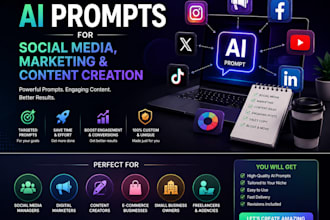 write ai prompts for social media, marketing and content creation