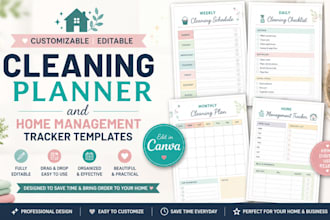 design customizable editable canva templates cleaning planner home management