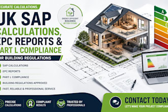 prepare uk sap calculations, epc reports part l compliance for  building reports