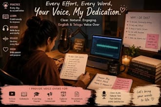 record a professional english and telugu voice over
